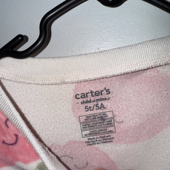 Carters Child Of Mine 5T/5A Girls Fleece Pajama Set With Pink & Red Apple Print - Picture 4 of 6